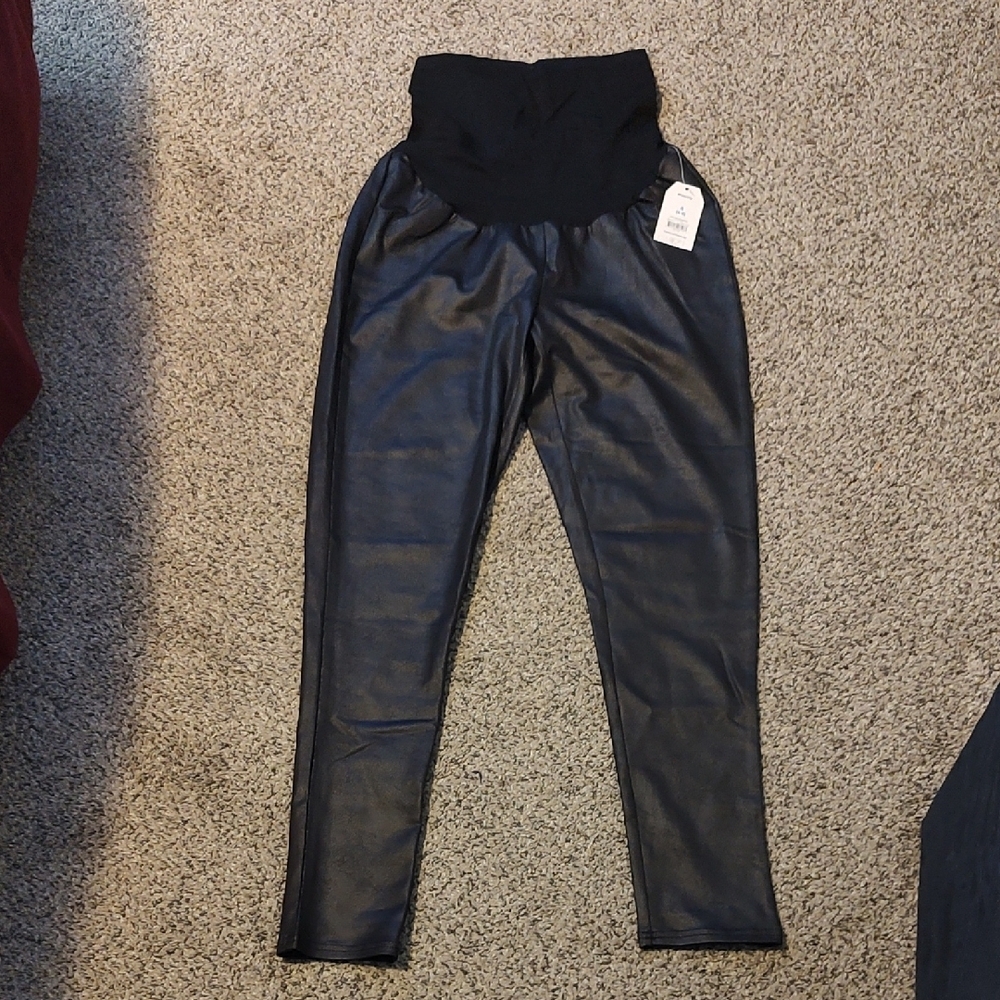 Black High-Waisted Faux Leather Leggings